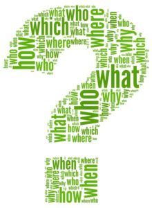 Questions concept in question mark of word tag cloud